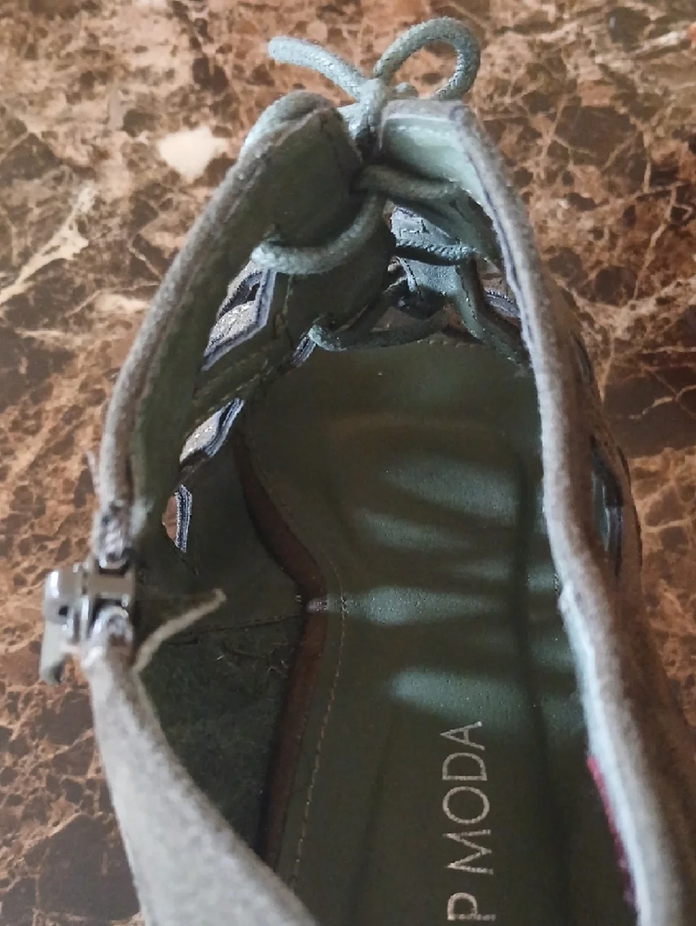 Women’s Olive Green Lace-Up Cutout Wedges